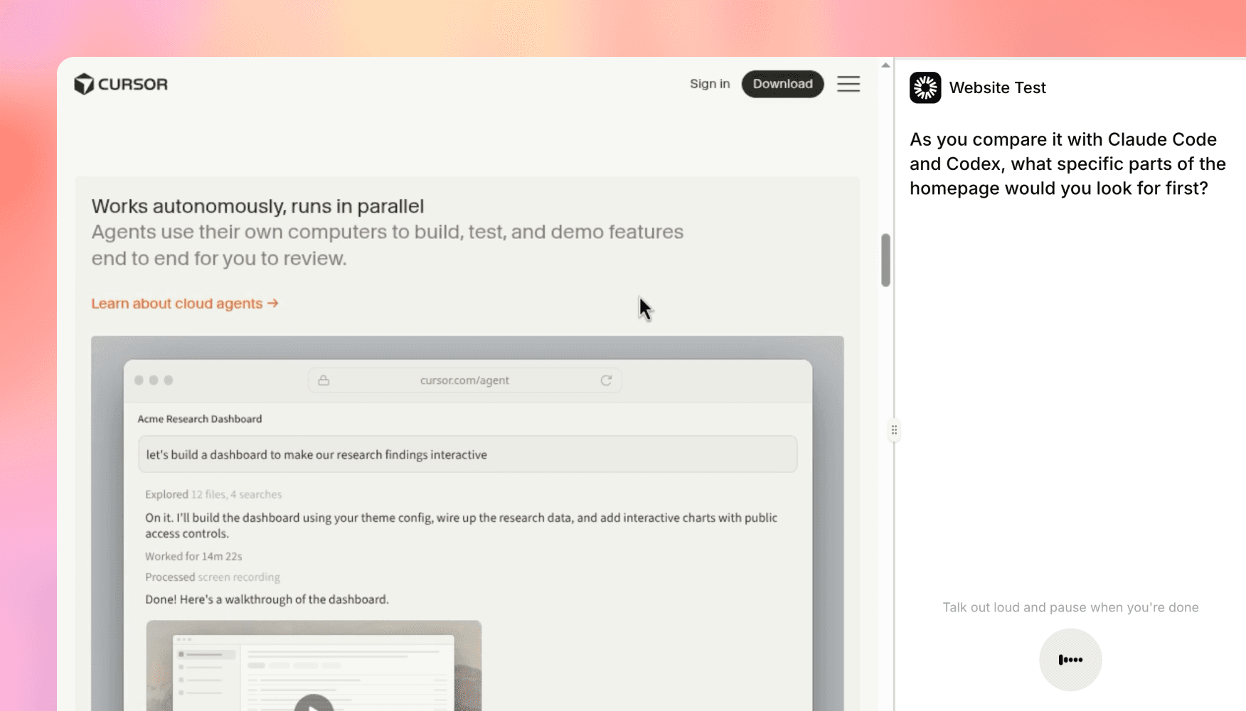 Website testing, now inside the interview