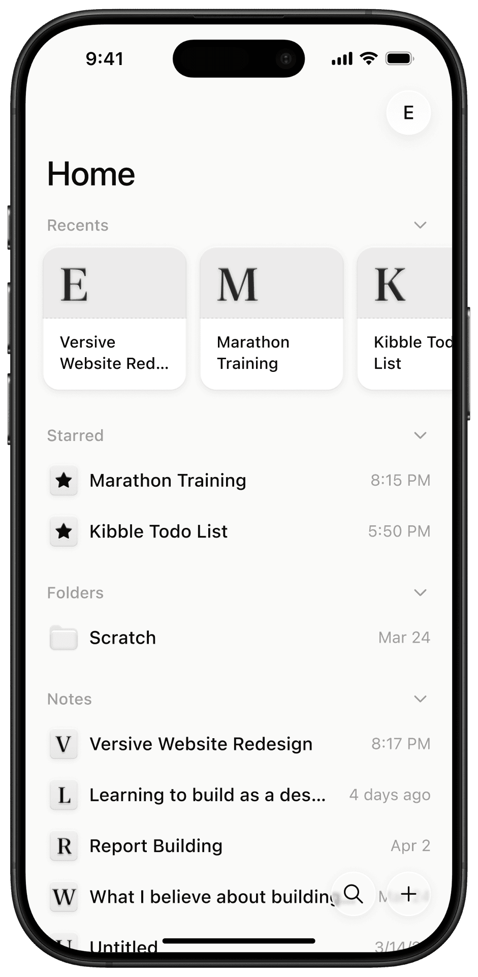 Notes app